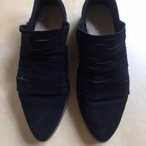 Black suede almond toe flat